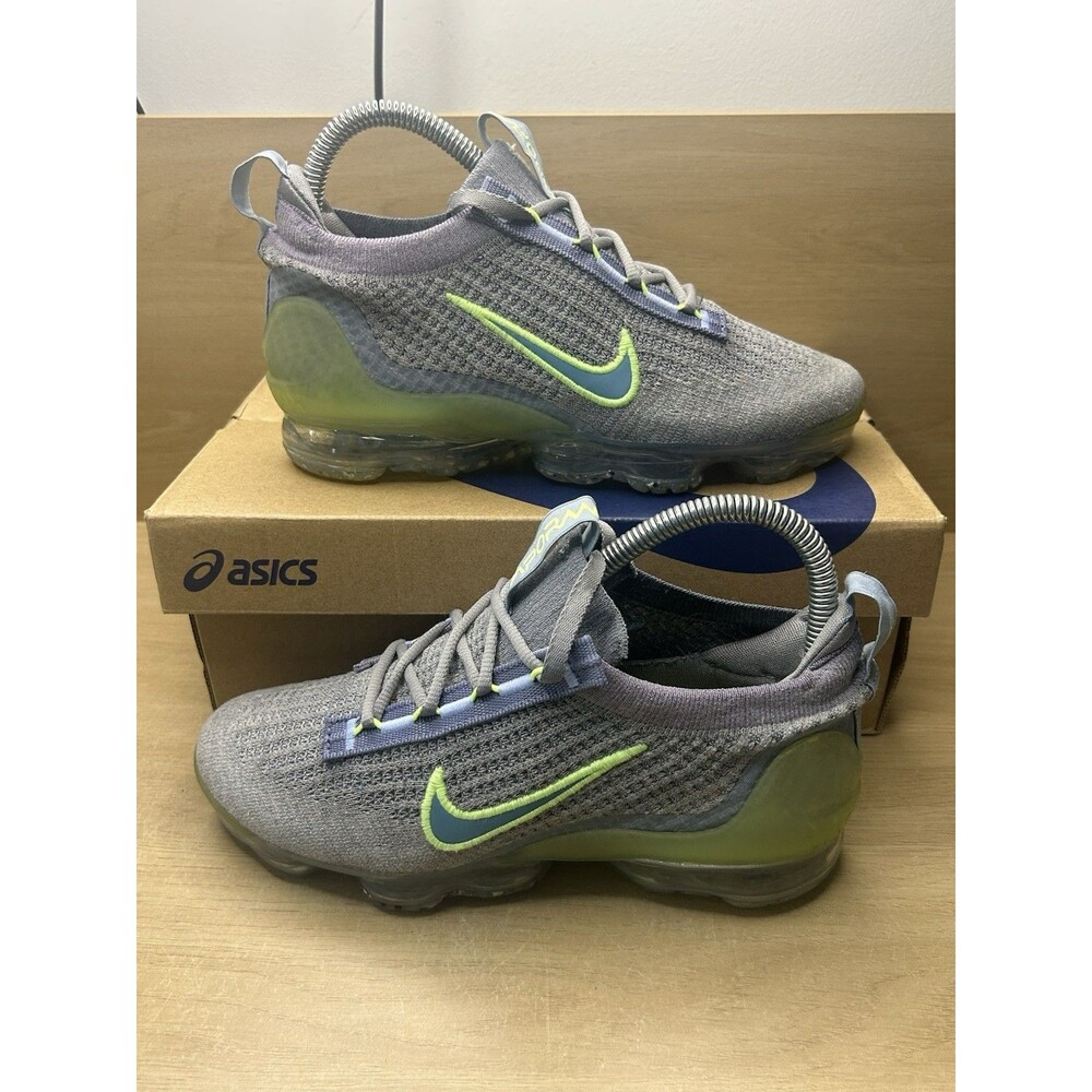 Nike Trainers Kids Size 4 Women’s 5.5 Air VaporMax Flyknit Grey Lime Run Shoes